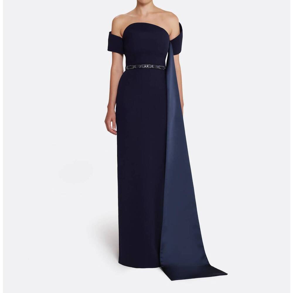 NEW SAFIYAA giorgia off the shoulder gown in blue